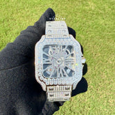 Silver Skeleton Moissanite Watch